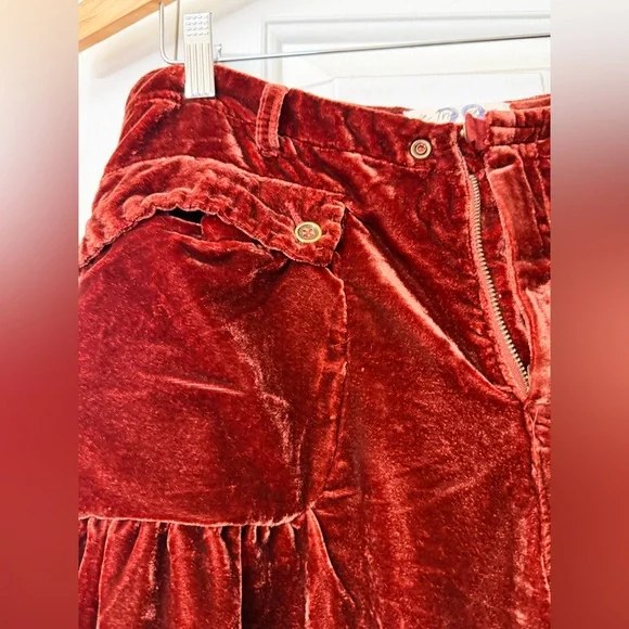 We The Free | Velvet Wide-Leg Pants in Rich Orange Red - Picture 4 of 5